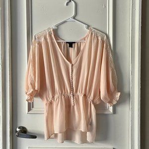 Forever 21 Pastel Pink Lace Detail Blouse
